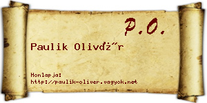 Paulik Olivér névjegykártya